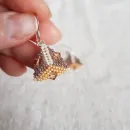 Серьги с жемчугом, биконусами. ронделями