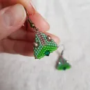 Серьги с жемчугом, биконусами. ронделями