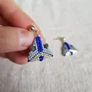 Серьги с жемчугом, биконусами. ронделями