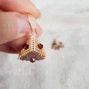 Серьги с жемчугом, биконусами. ронделями