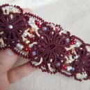 Комплект: Браслет и серьги "Вишня на креме" фриволите