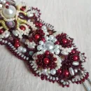 Комплект: Браслет и серьги "Вишня на креме" фриволите