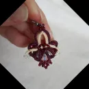 Комплект: Браслет и серьги "Вишня на креме" фриволите