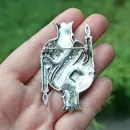 Винтажная серебряная брошь "Карточный король"