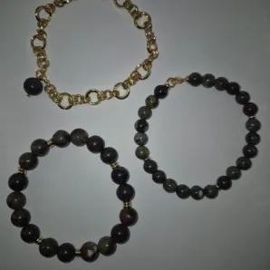 Комплект браслетов из натуральной яшмы "кровь дракона"