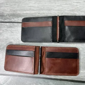 Кожаный зажим для купюр из кожи с отделением для карт.