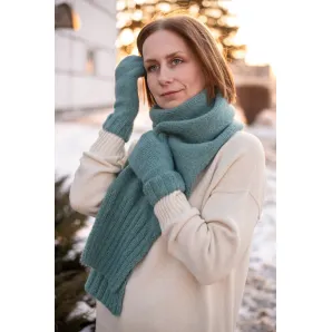 Шарф, цвет пыльно-зеленый, размер ширина 20 см, длина 200см, состав 28%, кашемир 64%, па 8%