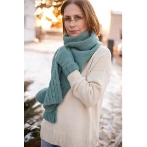 Шарф, цвет пыльно-зеленый, размер ширина 20 см, длина 200см, состав 28%, кашемир 64%, па 8%