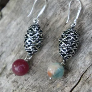 Серьги с металлической бусиной