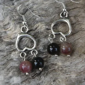 Серьги с турмалином и ониксом