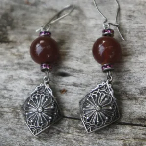 Серьги-куколки с сердоликом