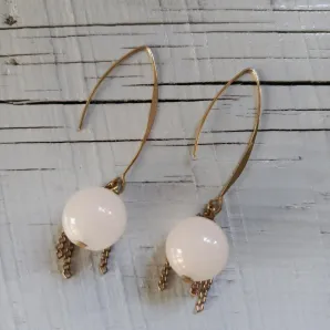 Серьги удлиненные с молочным кварцем