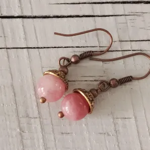 Серьги с розовым апатитом