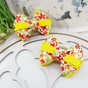 Осенние бантики ручной работы для волос на резинке