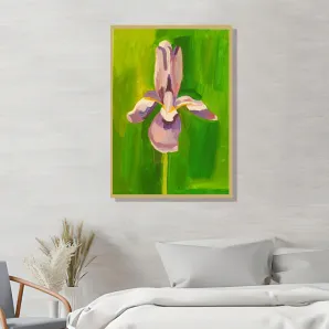 Картина Ирис на зеленом фоне маслом