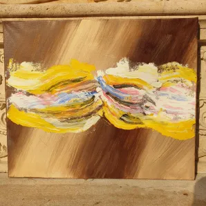 Картина маслом желтая абстракция на холсте
