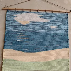 Декоративное панно "День на море" 70х70 см. Домотканое. Ручная работа. Хлопок.