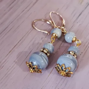 Серьги с голубым агатом