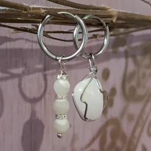 Серьги конго с кварцем и перламутром