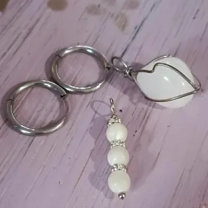 Серьги конго с кварцем и перламутром