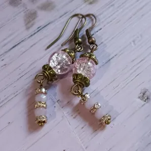 Серьги с кварцем и фосфосидеритом