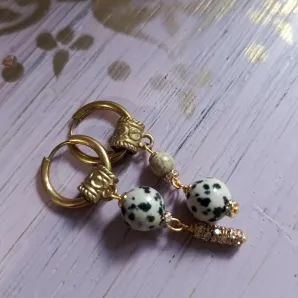 Серьги конго с яшмой и майфанитом