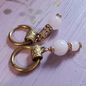 Серьги конго с розовым кварцем