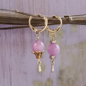 Серьги с розовым апатитом