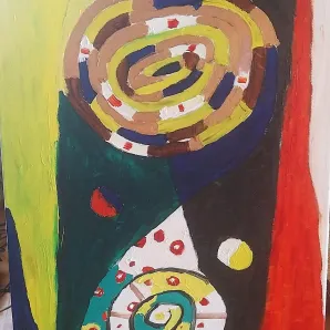 Картина абстракция маслом Мужское и женское