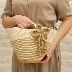 Сумка женская из джута и хлопкового шнура