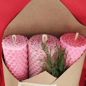 Свечи из вощины Розовое трио