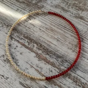 Чокер с жемчугом и янтарем.