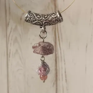 Подвеска с турмалином и гелиолитом