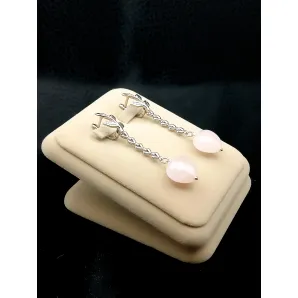Серьги с розовым кварцем