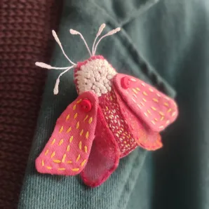 Брошь "Красный мотылёк"