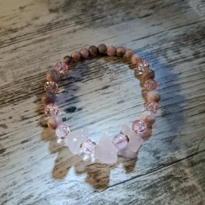Браслет из розового кварца с яшмой