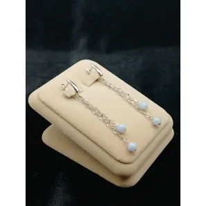 Серьги длинные с ангелитом на цепочке