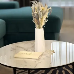 Ваза ДЕКОР67, для сухоцветов, гипсовая, белая 19 см. , ручная работа