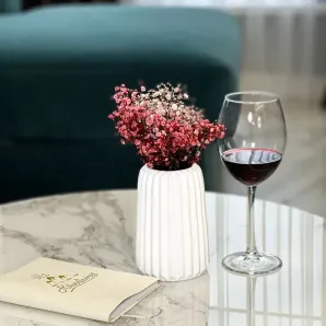 Ваза из гипса 15 см интерьерная ДЕКОР67, для сухоцветов