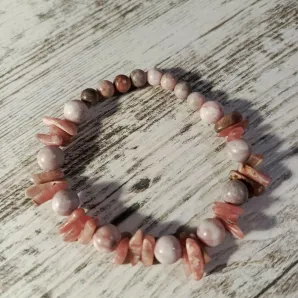 Браслет из родохрозита и яшмы