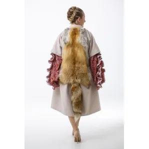 Пальто Лисья грация с отстегивающимся мехом. Размер 44-48