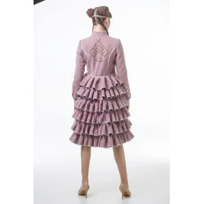 Пальто-фантазия с рюшами в ретро-стиле. Размер 42-44