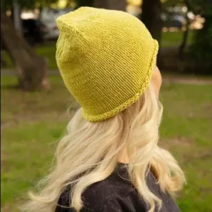 Лимонна/желтая шапка-бини ручной вязки осень/весна
