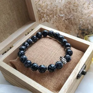 Мужской браслет со снежным обсидианом