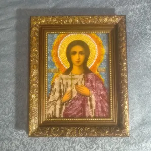 Православная икона, вышитая бисером, Вера