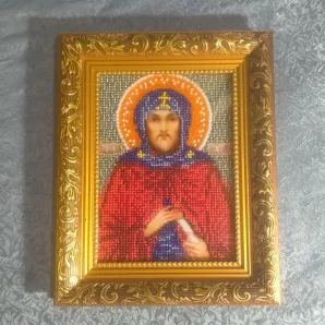 Православная икона, вышитая бисером, Игорь