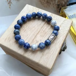 Мужской браслет с кахолонгом, содалитом и руной Беркана