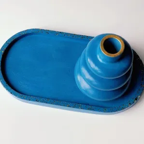 Поднос и ваза для сухоцветов из гипса