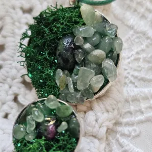 Комплект с цоизитом с рубином и нефритом