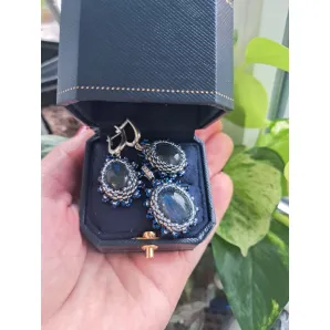 Комплект серьги и кулан тз натурального камня "Лабрадор"